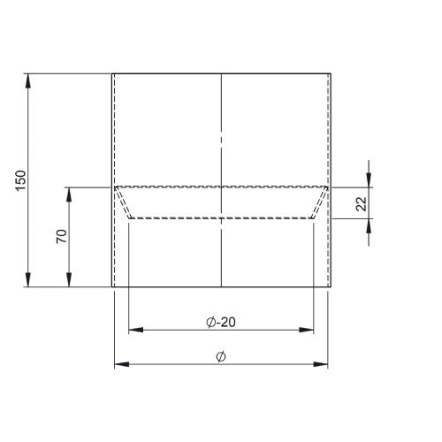 Übergangsstück mit Kondensatring (weiblich/weiblich) L=130 mm