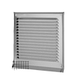 Wetterschutzgitter quadratisch mit Fliegengitter, ohne Stutzen, mit Tropfnase in Inox V4A