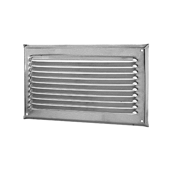 Wetterschutzgitter rechteckig horizontal mit Fliegengitter in Inox V4A