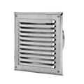 Wetterschutzgitter quadratisch mit Fliegengitter und Stutzen in Aluminium