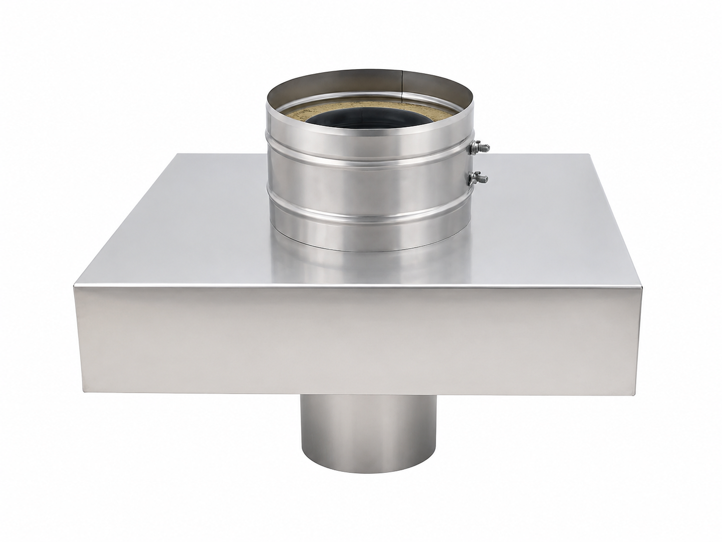 Dila eckig mit DW-Stutzen und Abkantung Inox matt