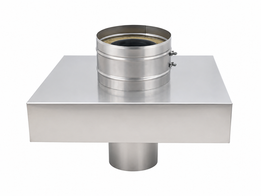 Dila eckig mit DW-Stutzen und Abkantung Inox matt