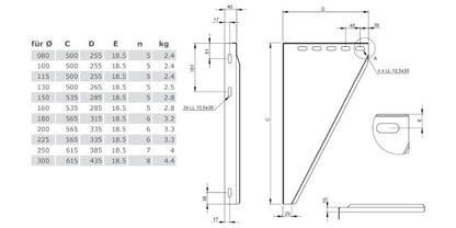 Wandkonsole verstellbar 50-150 mm