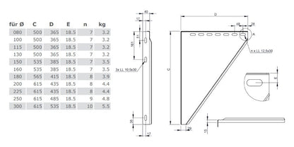 Wandkonsole verstellbar 150-250 mm