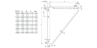 Wandkonsole verstellbar 250-360 mm