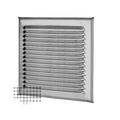 Wetterschutzgitter quadratisch mit Fliegengitter, ohne Stutzen in Inox V4A