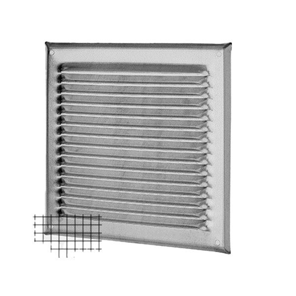 Wetterschutzgitter quadratisch mit Fliegengitter, ohne Stutzen in Inox V4A