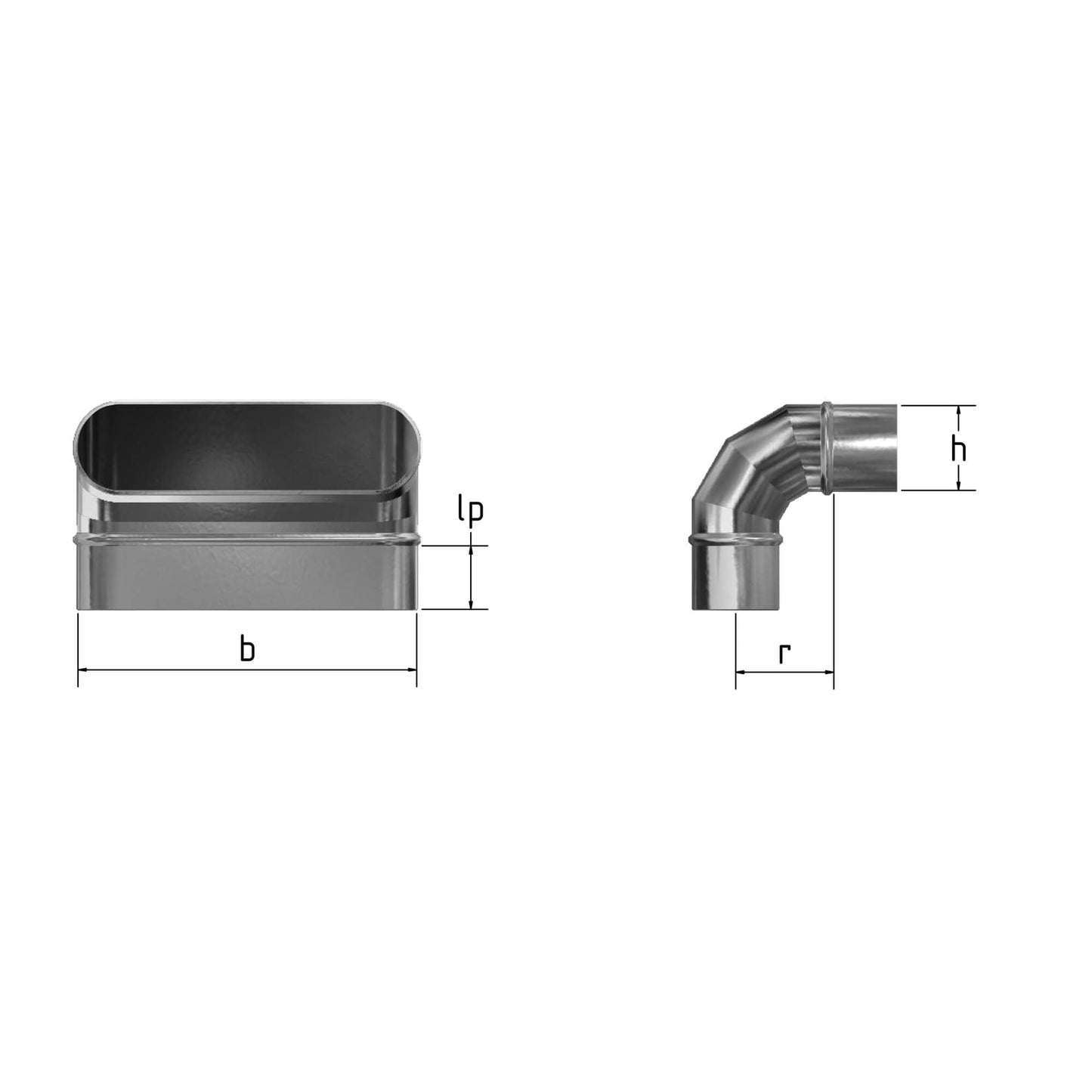 Bogen 90° vertikal