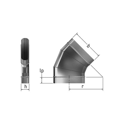 Bogen 45° horizontal