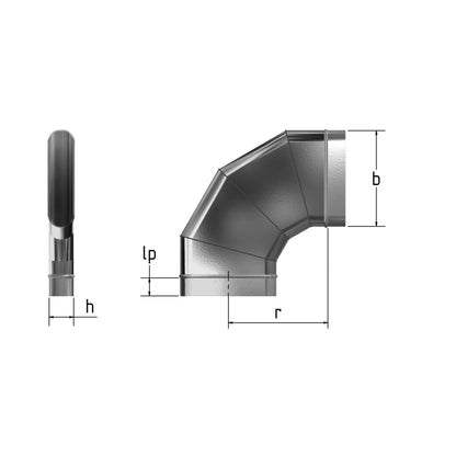 Bogen 90° horizontal